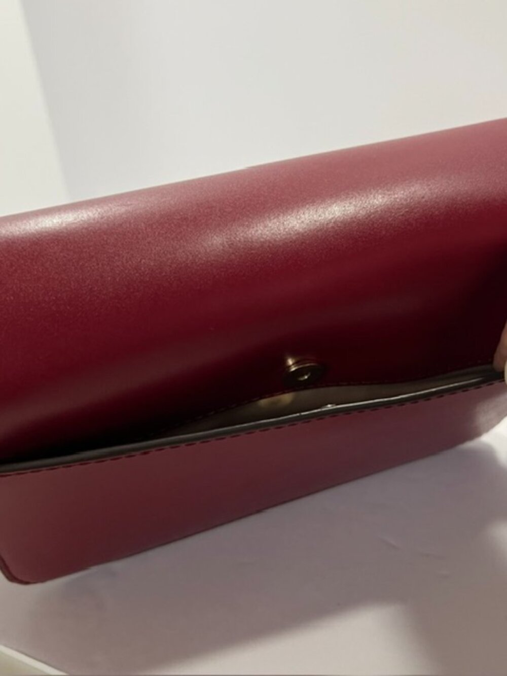 Michael Kors Leather Sloan Editor Large Shoulder Bag Dark Cherry 2 Straps - Picture 10 of 14
